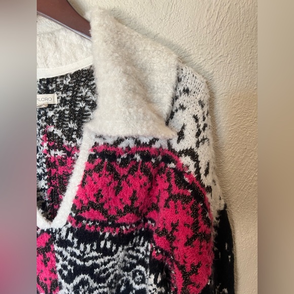 Anthropologie Pilcro V-Neck Fuzzy Printed Popover Sweater - Picture 9 of 15